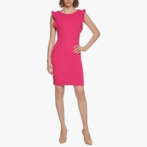 Calvin Klein Vibrant Pink Ruffle Mini Dress